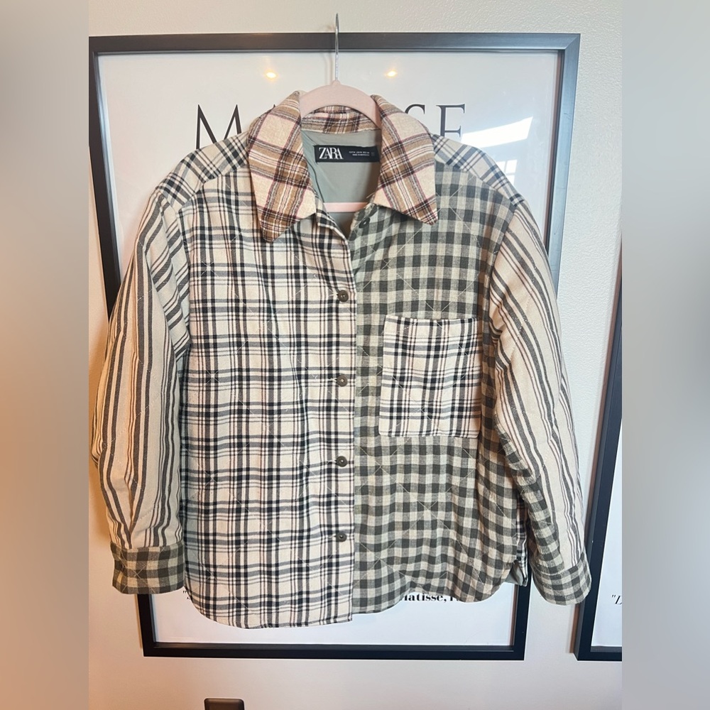 ZARA MIXED PLAID OVERSHIRT
